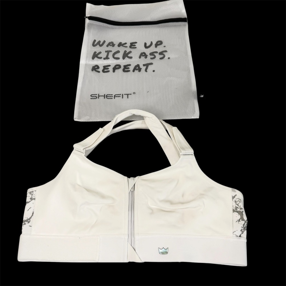 SHEFIT FLEX White Sports Bra Size 5Luxe Supportive Activewear Medium Impact